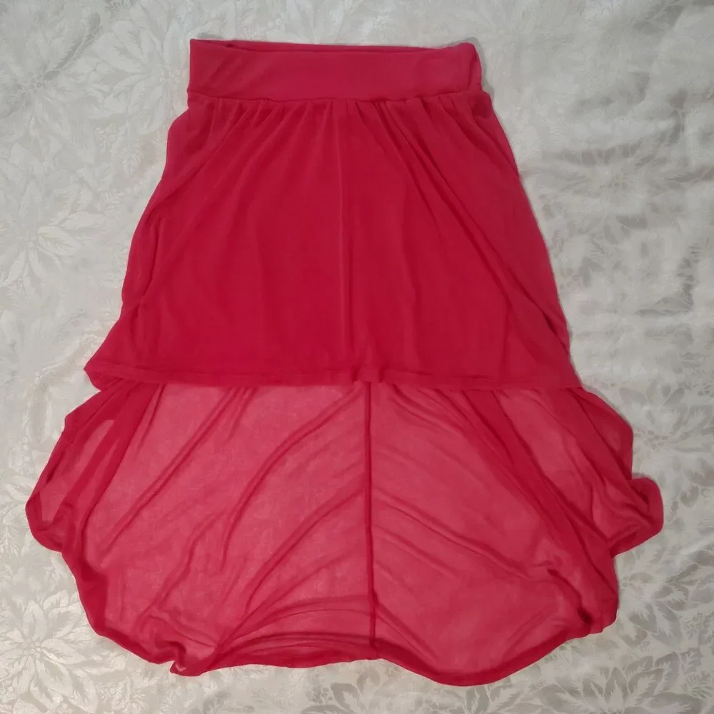 Body Central Coral Sheer High Low Maxi Skirt Swim Cover Up Medium